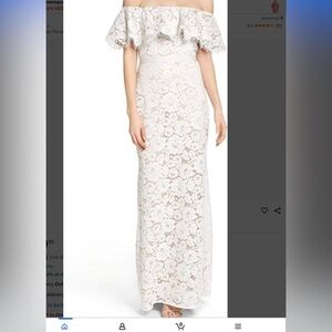 Eliza J Off-Shoulder Lace Maxi Dress in Cream
